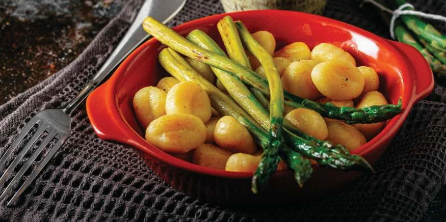 Lemon Gnocchi with Asparagus, photographed for the Magic 5 Cookbook